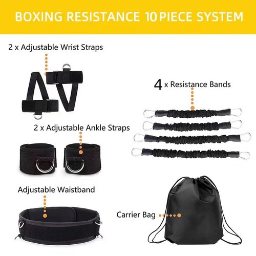OYINDIZ Boxing Resistance Bands, Leg Strength and Agility Speed Resistance Bands Trainer Exercise Power Punch Pro for MMA, Karate Combat, Boxing Basketball Football Training Equipment