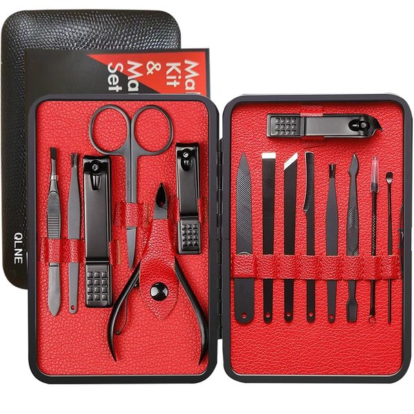 Nail Clippers Sets High Precisio Stainless Steel Nail Cutter Pedicure Kit Nail File Sharp Nail Scissors and Clipper Manicure Pedicure Kit Fingernails & Toenails with Portable Stylish case (Black)
