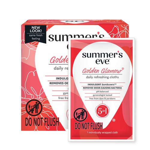 Summer's Eve Golden Glamour Daily Refreshing Feminine Wipes, Removes Odor, pH balanced, 16 Count