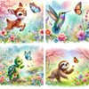 Zythron 4 Pack Paint by Numbers for Adults Beginner Paint by Numbers kit for Kids Colorful Animals Paint by Number Kits DIY Beginners for Kids Acrylic Painting kit Oil Painting (8x8 inch/Frameless)
