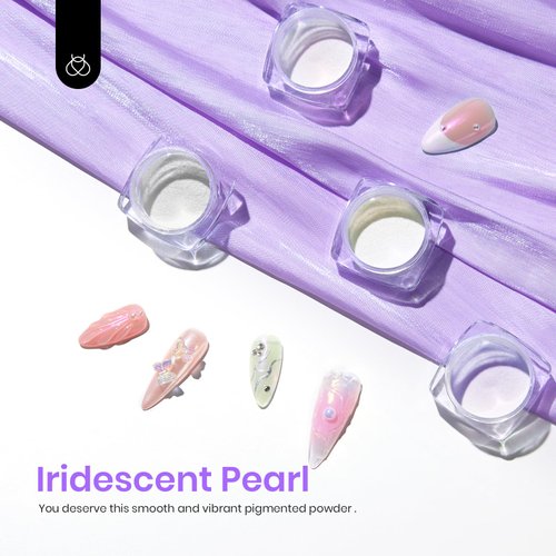 Beetles Pearl Chrome Nail Powder 4 Colors Metallic Mirror Effect Pigment Iridescent Aurora Mermaid Silver Pink Powder Kit for Gel Polish Nail Art Decoration Nail Trend DIY