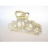 Generic Gold metal circles crystal hair claw clip bridal clip