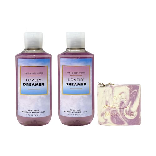 Bath & Body Works Lovely Dreamer Body Wash 2 Pack with a Lavender Dreams Bar Soap