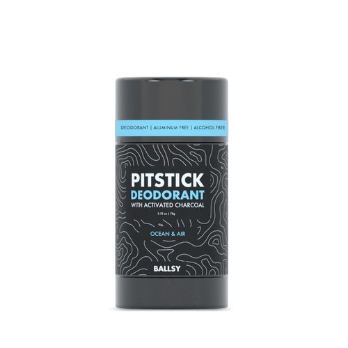 Ballsy Pitstick Activated Charcoal Deodorant - Mens Aluminum Free Deodorant w/Charcoal, & Plant Based Extracts – Cruelty & Baking Soda-Free Underarm Deodorant for Odor Protection, 2.75 oz