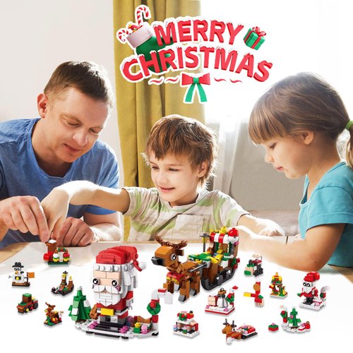 Advent Calendar 2024 Christmas Building Toy Set for Kids,12 Days Building Blocks Toys Holiday Countdown Calendars, 6 IN 1 Santa Claus Reindeer Blocks, Stuffers for 6-12 Year Old Boys Girls Teen Gifts