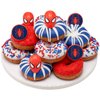 DecoPac Marvel's Spider-Man™ Spider and Mask Rings, Spider-Man Cupcake Decorations, Red and Blue Food Safe Cake Toppers – 24 Pack