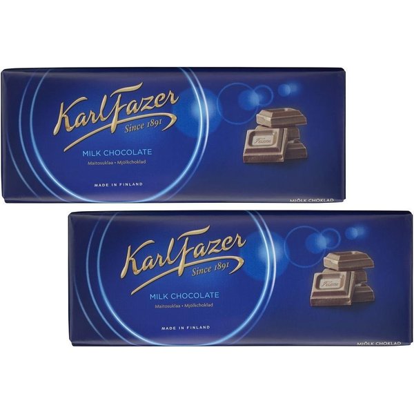 Karl Fazer Blue Original Finnish Milk Chocolate Bar, 200 g / 7.05 oz, Made in Finland