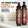 Beard Wash & Beard Conditioner Set w/Argan & Jojoba Oils - Softens & Strengthens - Natural Sandalwood Scent - Beard Shampoo w/Beard Oil (10oz)
