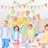 Macaron Happy Birthday Banner Pastel Birthday Party Decorations Happy Birthday Banner Triangle Flags with Paper Tassel Garland for Women Girls Party Supplies