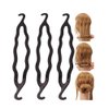 6Pcs Black Resin Double-end Hook Hair Bun Makers Foldable Anti-slip Hair Donut Shapers Hair Roll-up Updo Braiding Tools Insert Pads Holders for Women Girls Hair Styling