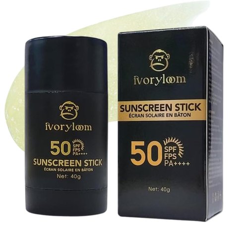 Ivoryloom Sunscreen Stick SPF 50 | Broad Spectrum UVA/UVB Protection | Zinc Oxide | Camellia, Wormwood, Beeswax, Vitamins A, C & E | Perfect For DRY SKIN | Organic | Water Resistant |1.41 OZ