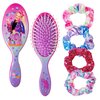 Nickelodeon Jojo Siwa Hair Accessory 5 Pcs Gift Set Regular 9 Inch Hair Brush 4 Scrunchies For Kids Hair Accessories Detangling Brush for Thick Curly Thin Wet or Dry Hair Elastic Hair Ties Scrunchies