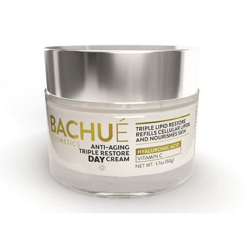 BACHUÉ ANTI-AGING TRIPLE RESTORE DAY CREAM, Triple Age Repair, Anti-Aging Daily Facial Moisturizer Vitamin E & Vitamin C, Glycerin & Shea Butter, Moringa Oil, Hyaluronic Acid, Astaxanthin Oil 1.7 FlOz