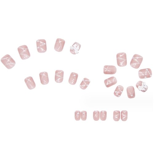 Hkanlre Square Press on Nails Rhinestones Fake Nails Tips Full Cover Nude False Nails for Women and Girls 24PCS