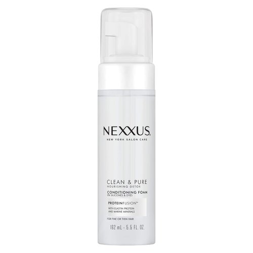Nexxus Clean & Pure Conditioning Hair Foam Moisturizing Conditioner For Fine Or Thin Hair With ProteinFusion Silicone, Dye And Paraben Free 5.5 oz