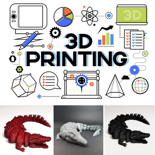 3D Printed Toys Crocodile Toy/Dragon Ornament, Relief Anxiety Crocodile Action Figures, 3D Printer Rotatable and Poseable Articulated Crocodile/ Dragon Toys for Adults (13in-Blue)