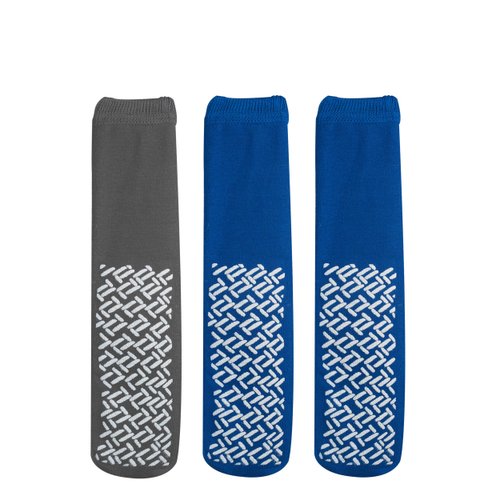 Nobles Non-Skid Bariatric Slipper Socks - XXXL Extra Wide Socks, Diabetic Socks for Men and Women - Hospital Socks for Swollen Feet, Edema Socks, Diabetes Socks - 3 Pairs, 1 Grey 2 Black