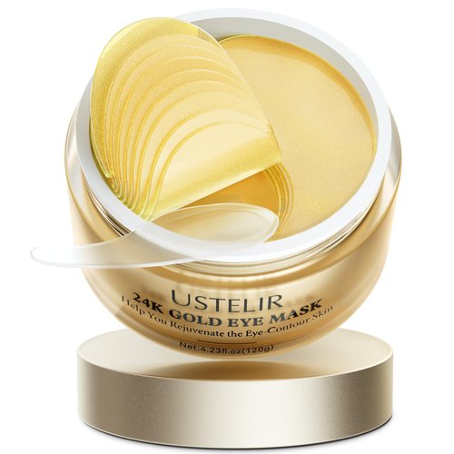 USTELIR Under Eye Patches, 40 Pairs 24K Gold Eye Masks with Collagen, Eye Patches for Puffy Eyes, Dark Circles & Wrinkles, Under Eye Masks for Skin Care Set, Eye Gel Pads Spa Gifts for Women & Men