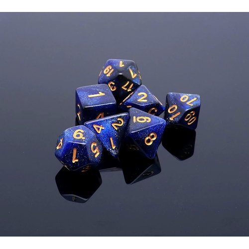 CREEBUY DND Dice Set Dark Blue Mix Black Nebula Dice for Dungeon and Dragons D&D RPG Role Playing Games 7Pcs Polyhedral Dice with Dice Bag