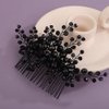 Rumtock Black Crystals Beads Hair Comb Handmade Headpiece for Wedding Brides Vintage Side Hair Accessories