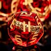 ORIFANTOU Magic Lord of The Rings DND Dice Set Sharp Edge Red Resin Dice with Box, Golden Ring Inclusion D&D Dice RPG Role Playing Games, Dungeons and Dragons D and D Polyhedral Dice Set