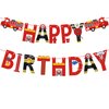 Fire Truck Happy Birthday Banner For Kids Fire Engine Rescue Birthday Party Sign, Fire Truck Birthday Party Supplies For Boys Red