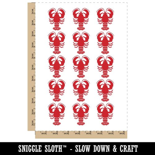 Maine Lobster Silhouette Temporary Tattoo Water Resistant Fake Body Art Set Collection - 15 2" Tattoos (1 Sheet)