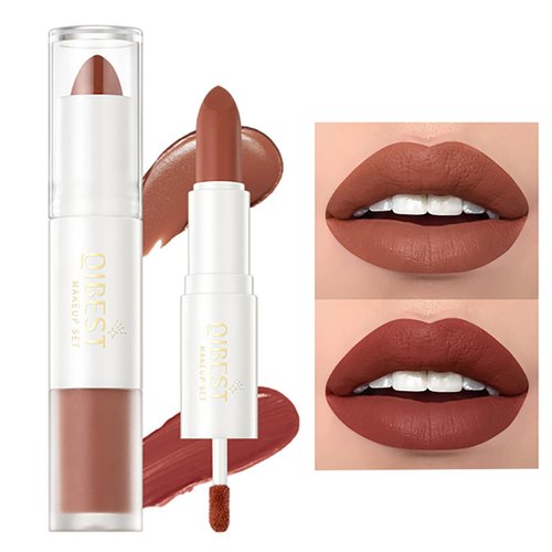 HWSHQY OO Dual Ended Lip Makeup,2-in-1 Matte Liquid Lipstick Lip Gloss,Long Lasting Smudge Proof Lip Stain,Silky Smooth Lip Glosses,Creamy Velvet Lipcolor Lip Makeup,04