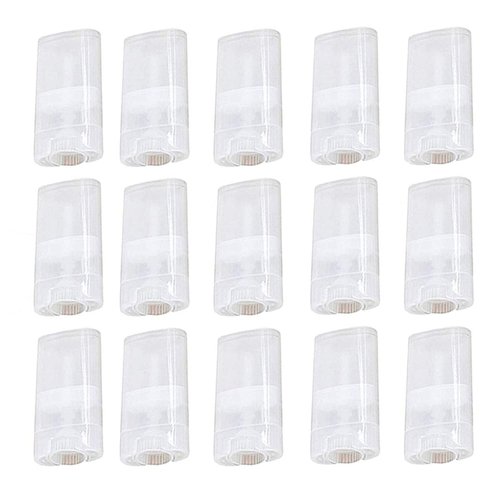 Healthcom 15PCS 15ml Clear Empty Plastic Deodorant Containers 0.5 Oz New Empty Oval Lip Balm Tubes Containers for Lipstick Crayon Chapstick DIY Make Your Own Deodorant Cream Lotion Bar