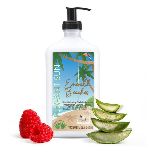 Elegant Sun Emerald Beaches Daily Moisturizer Tan Extender, After Sun Lotion Tanning Bed Lotion, Aloe Vera base, Hypoallergenic, Sensitive Skin Lotion for Men or Women, Unisex Fresh Scent