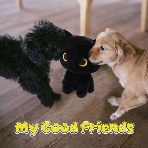 LSYDCARM Black Cat Plush Toy, Cute Black Cat Stuffed Animals Kawaii Black Cat Plushie Doll, Creative Soft Stuffed Cat Plush Toys Perfect Birthday Valentines Gift for Kids Boys Girls