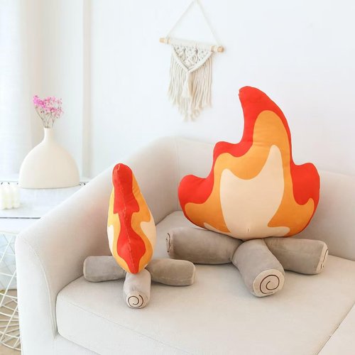 Simulation Campfire Plush Toy, Soft Bonfire Stuffed Plushies Fake Fire Plush Pillow for Outdoor Camping Room Decor (11.8inch)
