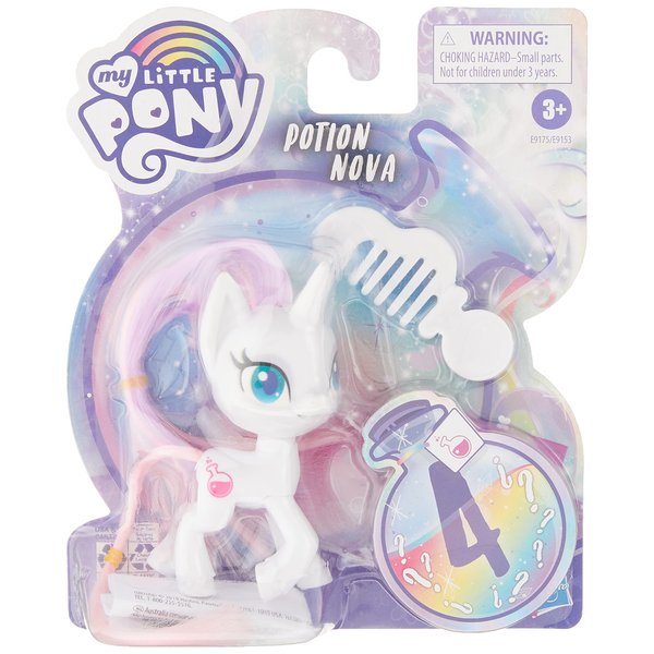 My Little Pony Potion Nova Potion Pony Figure - 3-Inch White Pony Toy with Brushable Hair, Comb, and 4 Surprise Accessories