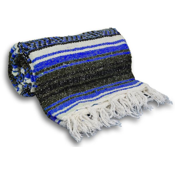 YogaAccessories Traditional Mexican Yoga Blanket - Dark Blue
