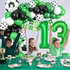 13th Birthday Soccer Balloons Arch,13th Soccer Garland Kit with Green Number 13 Balloon Football Balloons Soccer Mylar Foil Balloons for Boys Kids 13th Birthday Soccer Theme Party Decorations