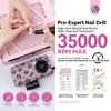 SAVILAND Professional Nail Drill for Nails Tech: Charming Pink Leopard Print 35000RPM Electric Acrylic Nail Drill Kit with 13 Drill Bits Rechargeable E-File Machine Expert Manicure Pedicure Salon Use
