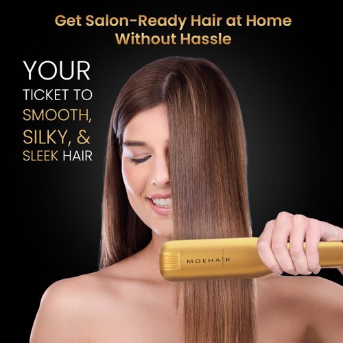 MOEHAIR Professional Titanium Ionic Flat Iron Hair Straightener for Straightening, Waving, Curling, & Flip | 1.5" Ceramic Floating Plates | Adjustable Temperature | Auto Shut Off | for All Hair Types