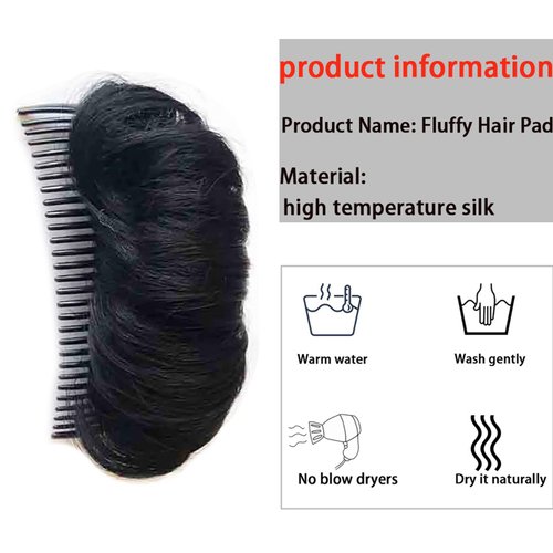 mdgfge 3Pcs Invisible Fluffy Hair Pad Hair Bun False Hair Clip Bump It Up Volume Hair Base Styling Insert Tool Volume Increased Pads Hair Accessories for Women Hairstyles DIY Design Daily Use