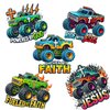 Christian-Themed Monster Truck Temporary Tattoos – 1.5” Faith-Inspired Designs for Boys – Fun Party Favors & Gifts