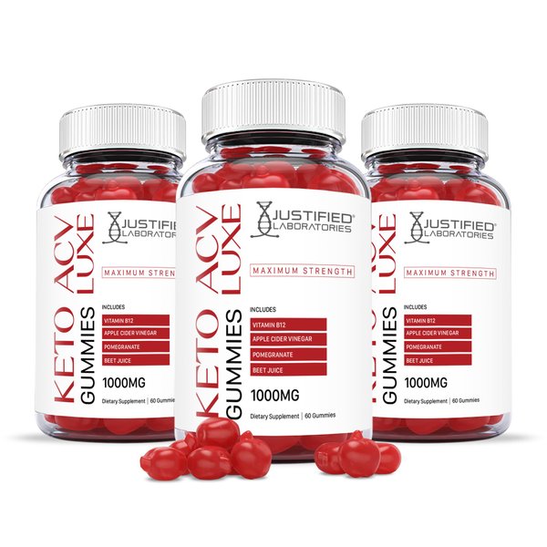 Justified Laboratories Luxe Keto ACV Gummies 1000MG with Pomegranate Juice Beet Root B12 60 Gummys (180 Count)