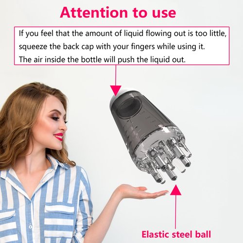 Hair oil applicator, Scalp Applicator Comb, Ball Root comb applicator bottle Scalp massager hair growth， Hair massager for hair growth, Ball Hair Oil Applicator Bottle（grey）