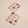 BABALAL Press on Nails Short Nude, Champagne Gold Sequins Fake Nails, 12 Sizes 24Pcs Glitter Acrylic Nails Kit with Glue for Women Girls Manicure False Nails