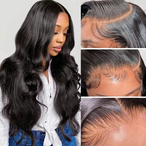 Aicrelery 13x6 Lace Front Wigs Human Hair Wigs for Women 13x6 HD Lace Frontal 180 Density Brazilian Virgin Glueless Wigs Human Hair Pre Plucked with Baby Hair Natural Color 18 Inch