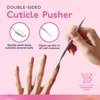 SUNUV 4PCS Cuticle Nippers, Cuticle Pusher with Nail File and Buffer Set, Cuticle Remover with Cuticle Trimmer, Cuticle Cutter, Professional Stainless Steel Durable Pedicure Manicure Nail Care Tools