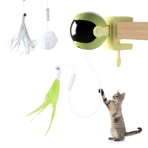 jovani Cat Toys Hanging Door Automatic Cat Toy Interactive Elastic Rope with Feather & Other Two Toys, Cat Catching Game Door Hanger