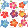 Kathfly 180 Pcs Hibiscus Glitter Sticker Tattoo Temporary Tattoo Summer Fake Flower Stickers Cute Apparel Accessories for Body Face Women Party Favors