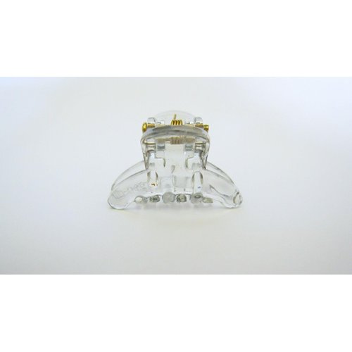 Generic Extra tiny mini clear transparent peach gray hair claw clip for fine, thin hair (Clip quantity: 2 clips, Primary color: Gray)