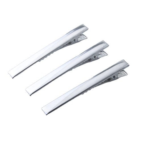 MAHAVIMOKSA Wholesale Silver Flat Single Prong Alligator Hair Clips for DIY Craft (56mm)
