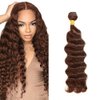 Dark Brown Bundles Human Hair Color #4 Deep Wave Bundles Brazilian Grade 8A Virgin Human Hair 1 Bundle 32 Inch Chocolate Brown Deep Wave Human Hair Bundles No Tangle