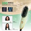 Doortian Mini Hair Straightening Iron with Built-in Comb for Travel, Portable Hair Straightener Brush, Ionic Hot Comb Straightener for Women (Green)